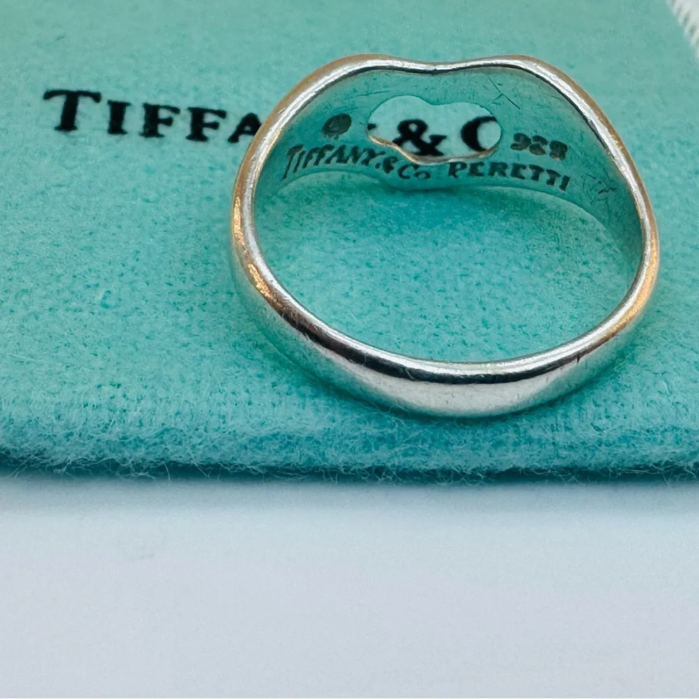 Tiffany & Co Ring Elsa Peretti Vintage Open Heart Wave Band Size 6 925 Authentic - Picture 2 of 8